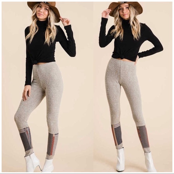 SOFT FUZZY LEGGINGS WITH PATCH DETAILS - Picture 3 of 12